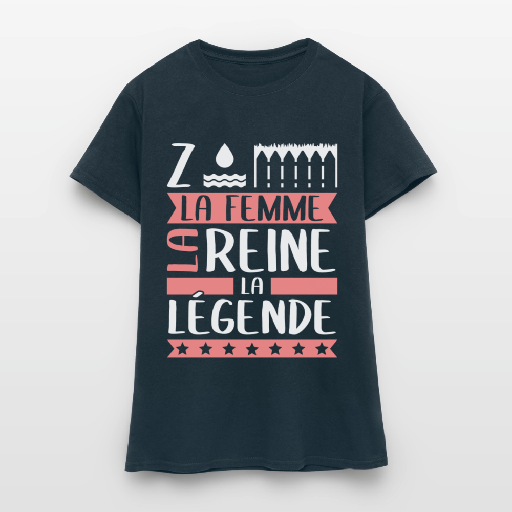 T-shirt femme Zoé rébus – La femme, la reine, la légende - marine
