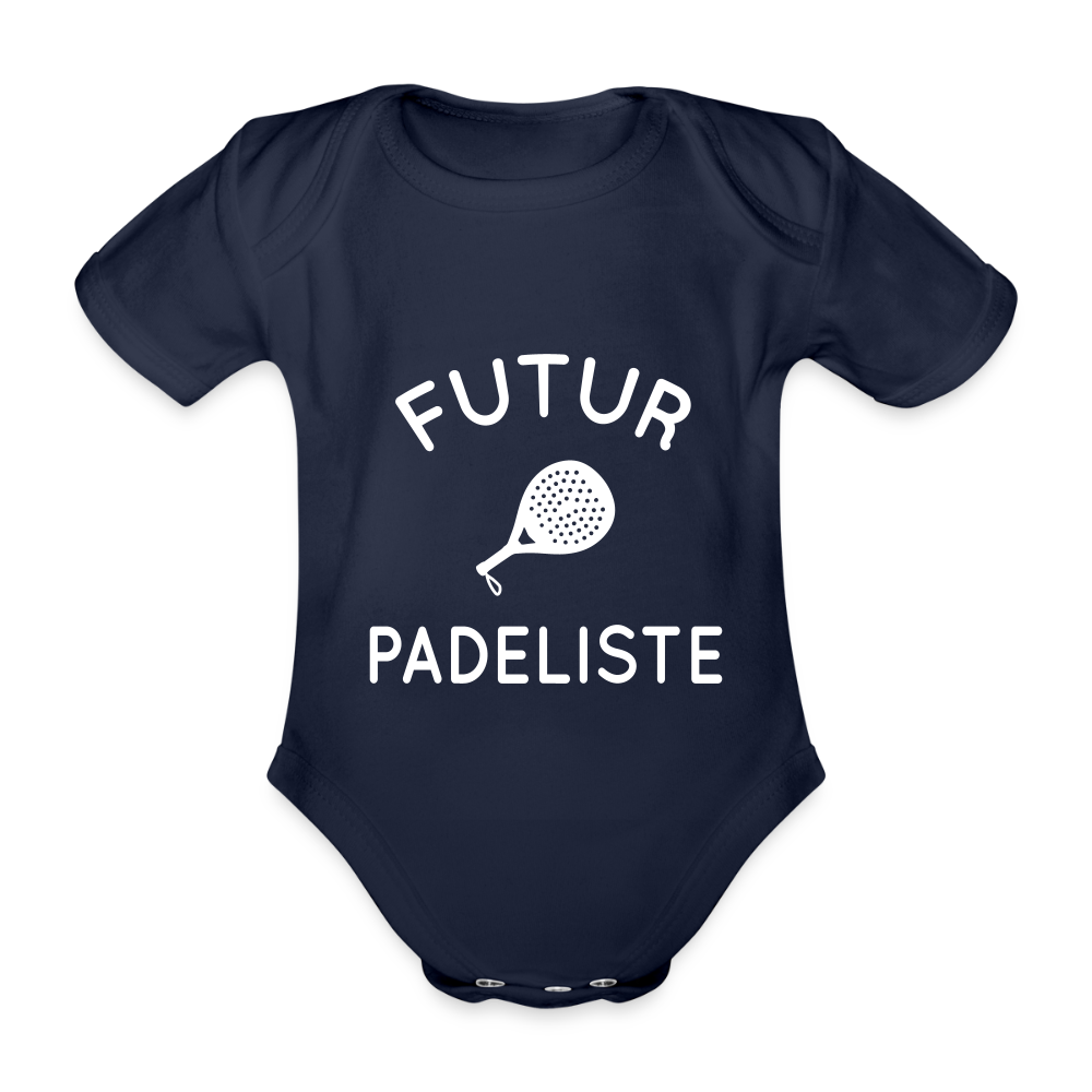 Body Bébé bio manches courtes - Futur padeliste - marine foncé