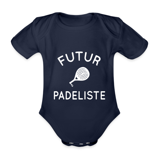Body Bébé bio manches courtes - Futur padeliste - marine foncé