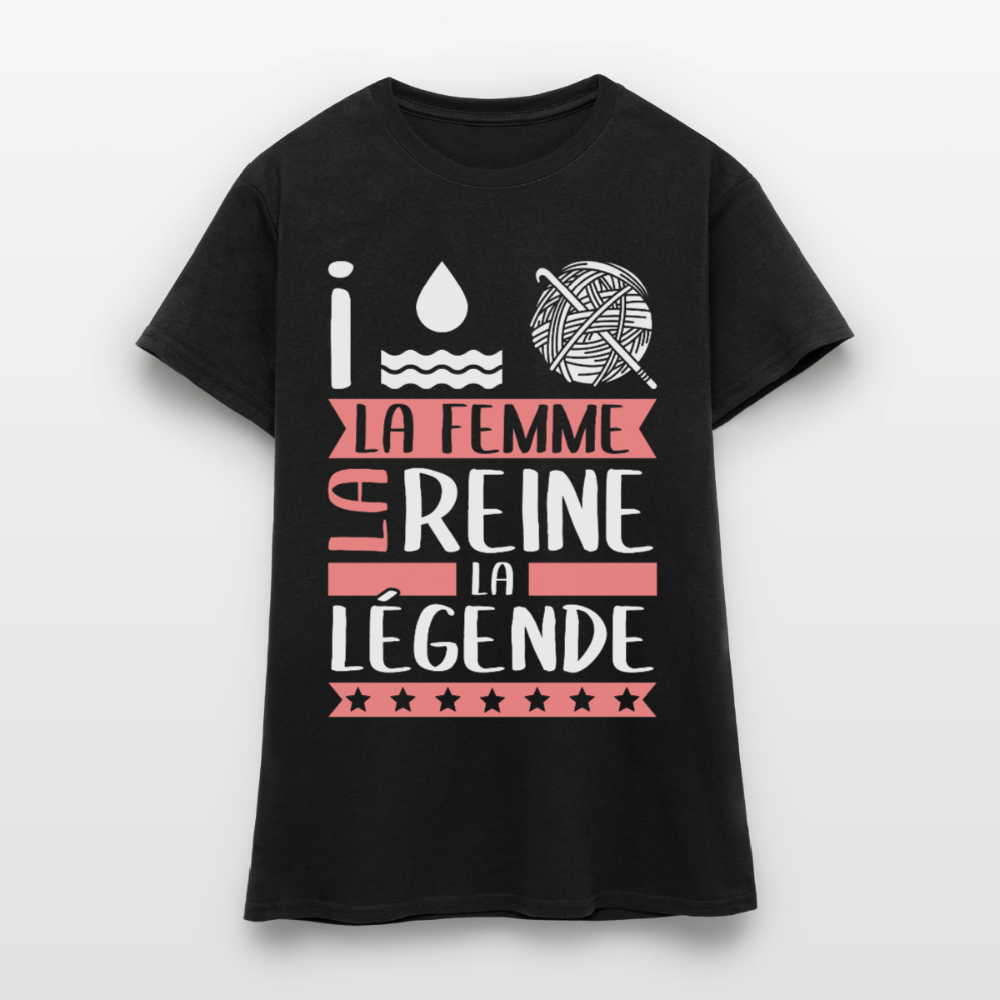 T-shirt femme Yolaine rébus – La femme, la reine, la légende - noir