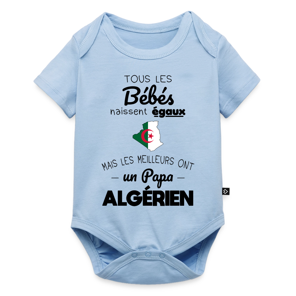 Body Bébé bio manches courtes - Les Meilleurs Ont Un Papa Algérien - bleu clair