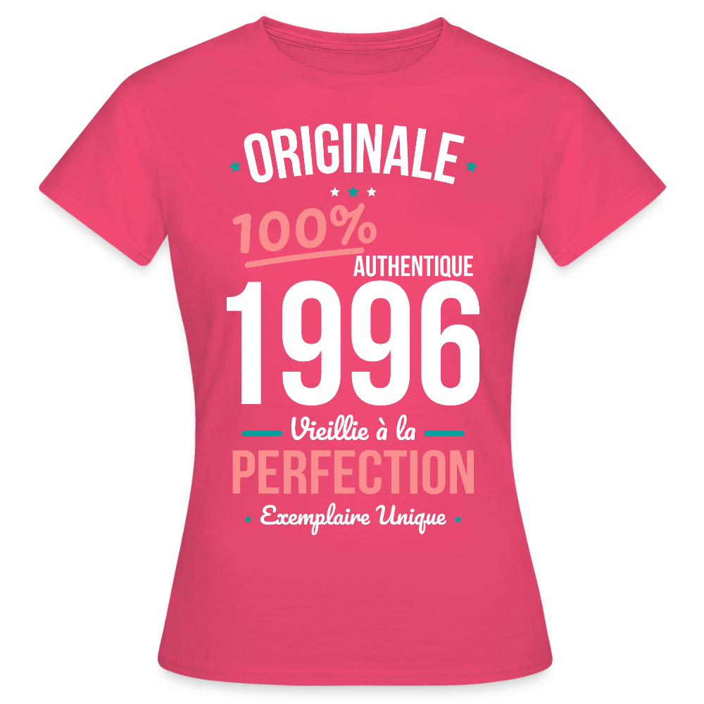 T-shirt anniversaire 30 ans Femme – Originale 1996 Authentique - rose azalée
