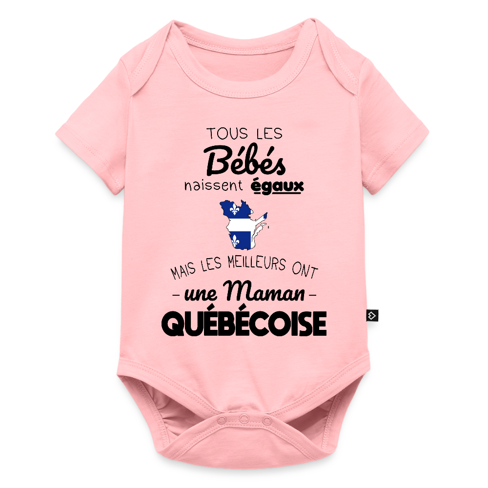 Body Bébé bio manches courtes - Les Meilleurs Ont Une Maman Québécoise - rose