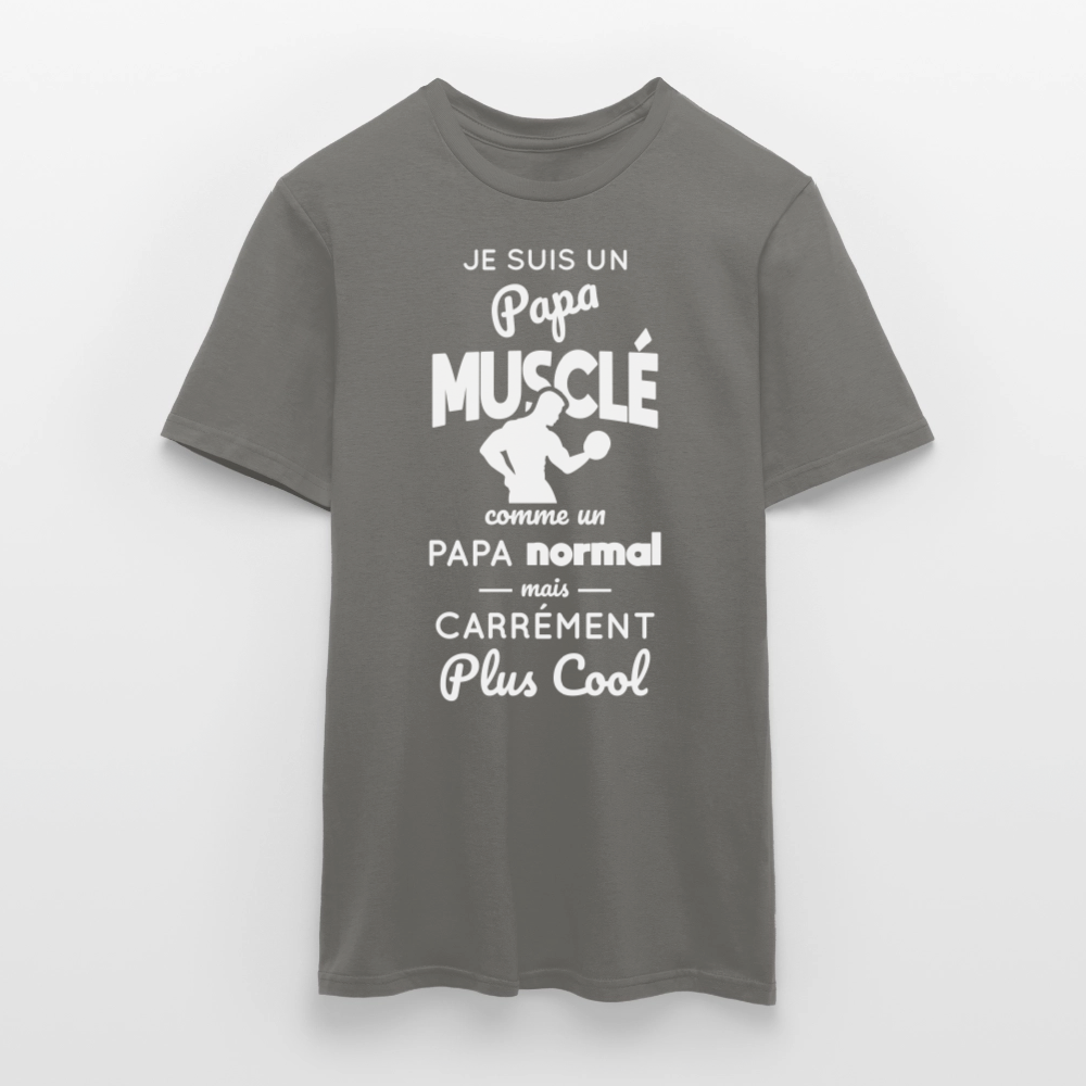 T-shirt Homme - Papa musclé plus cool - gris graphite