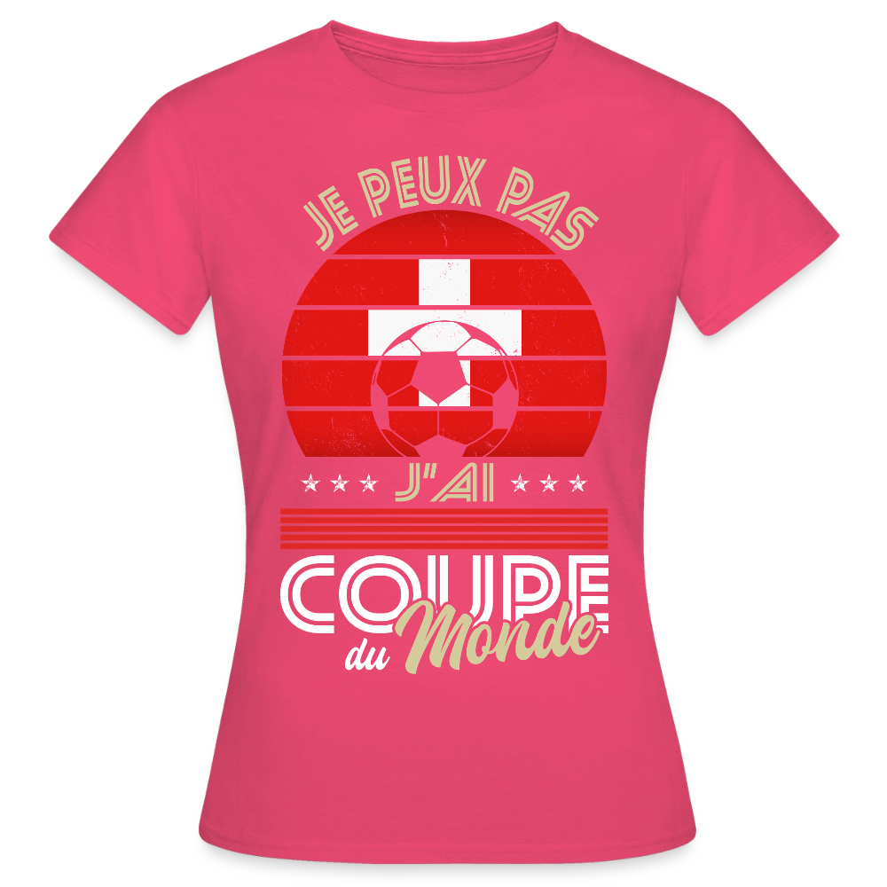 T-shirt Femme - Je peux pas j'ai Coupe du Monde - Suisse - rose azalée