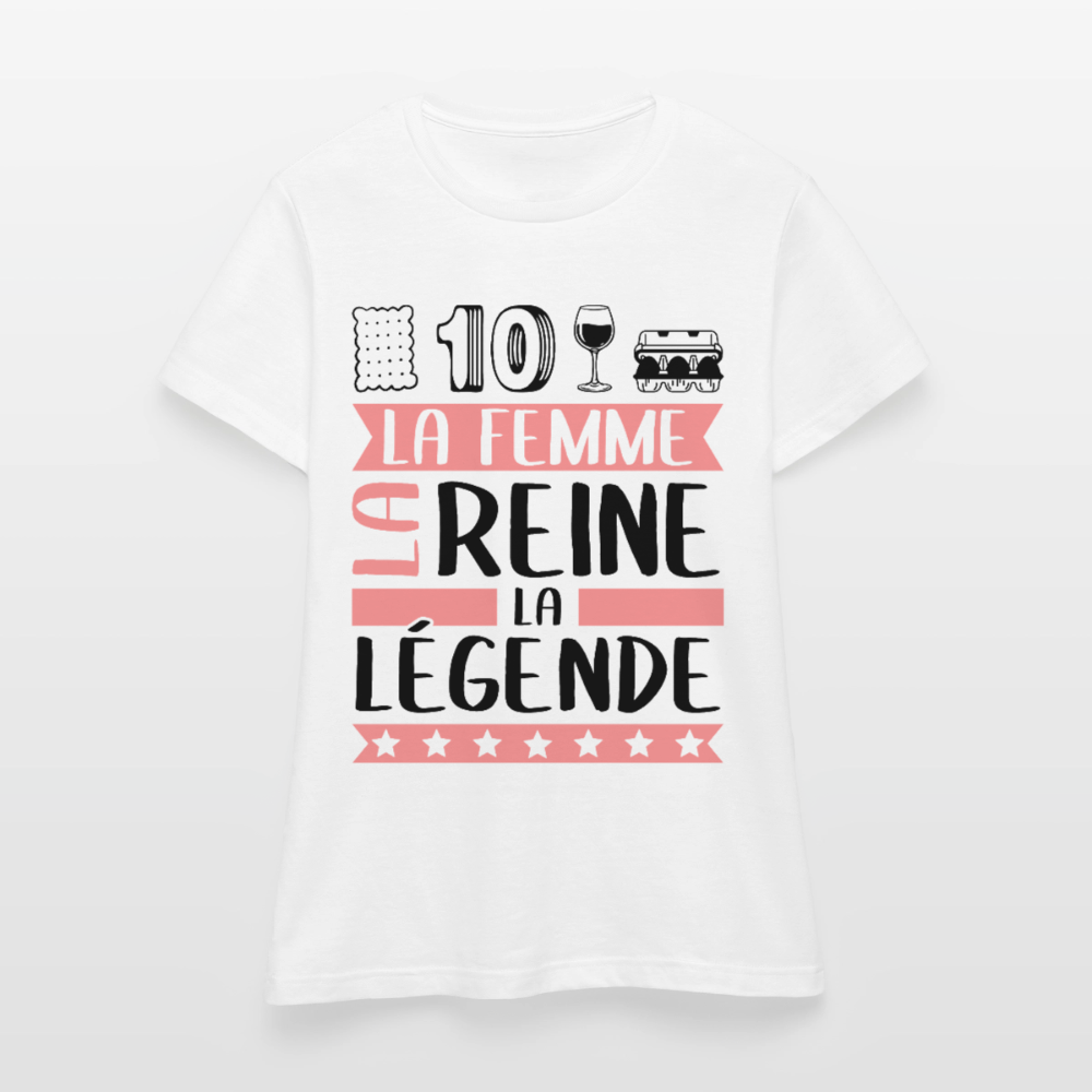 T-shirt femme coloris clair Ludivine rébus – La Femme, la reine, la légende - blanc