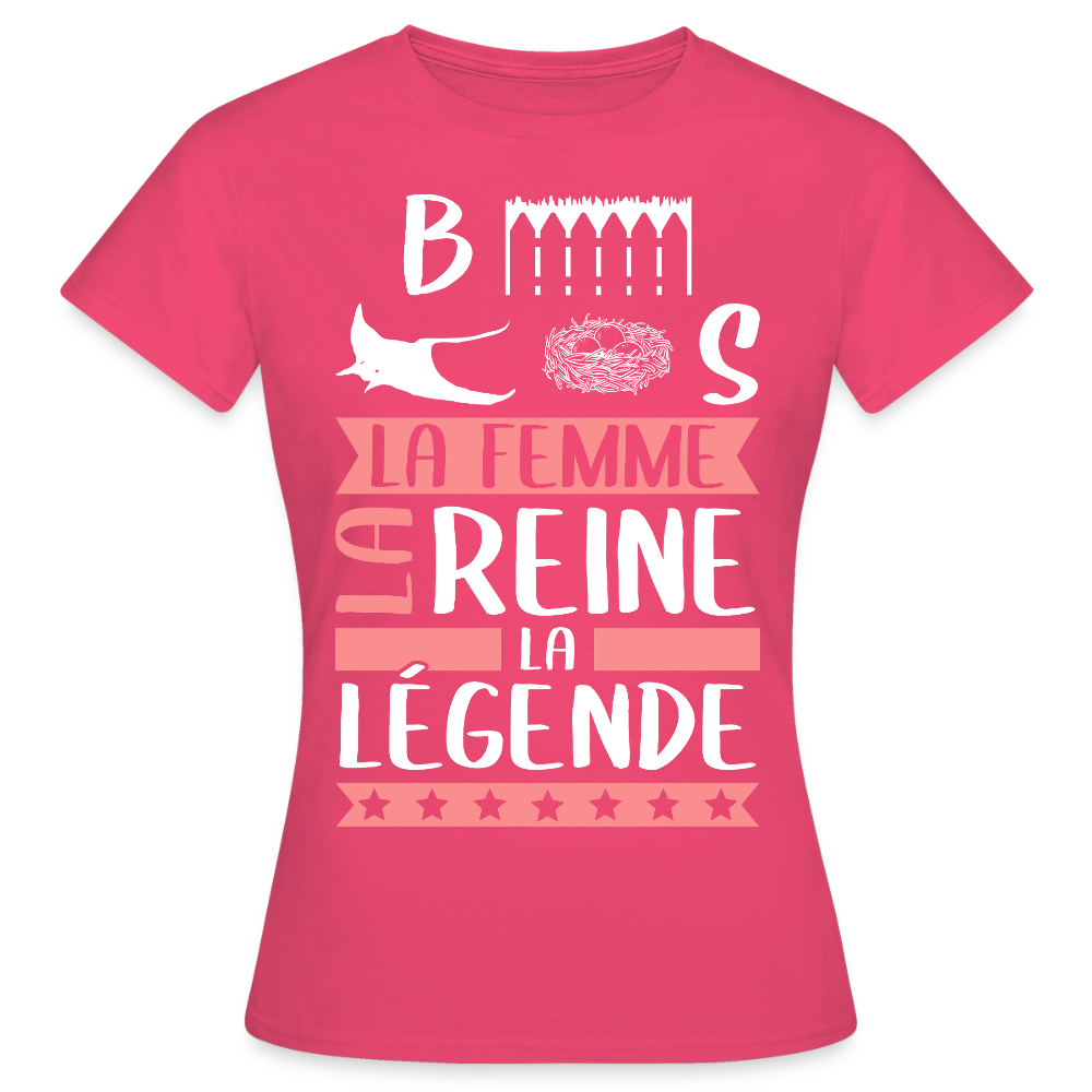 T-shirt femme Bérénice rébus – La femme, la reine, la légende - rose azalée