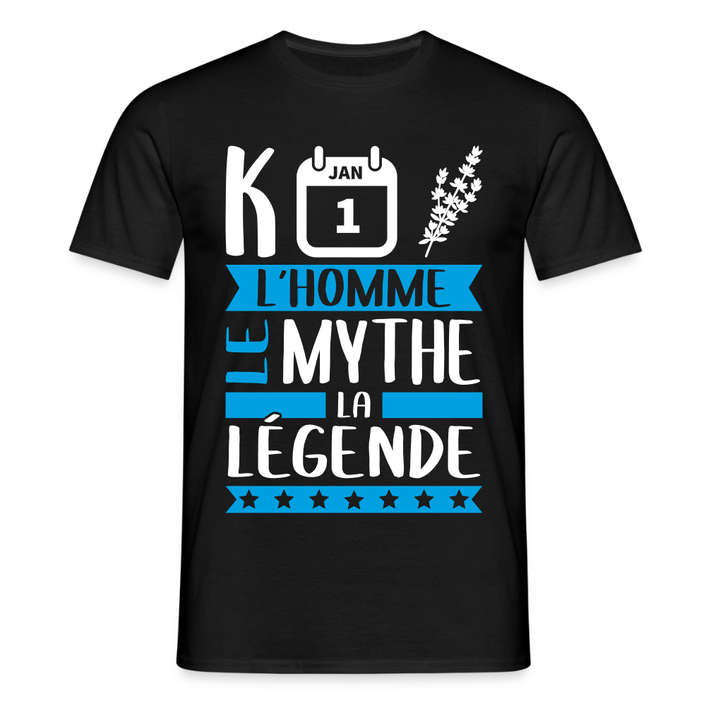 T-shirt homme Quentin rébus – L’homme, le mythe, la légende - noir