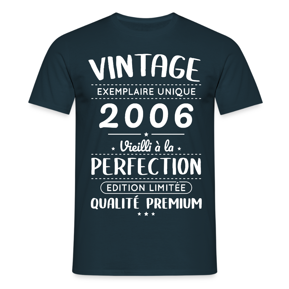 T-shirt anniversaire homme 20 ans – Vintage 2006 – Perfection - marine
