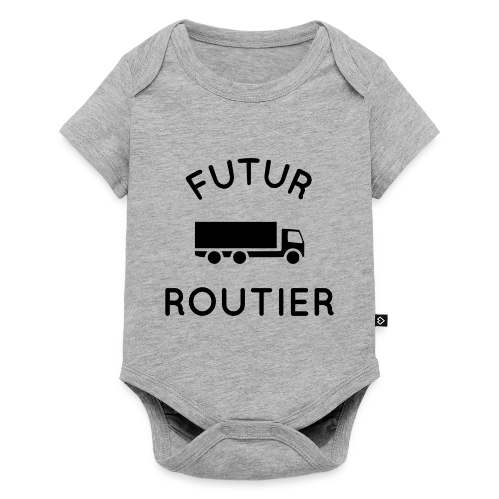 Body Bébé bio manches courtes - Futur routier - gris chiné