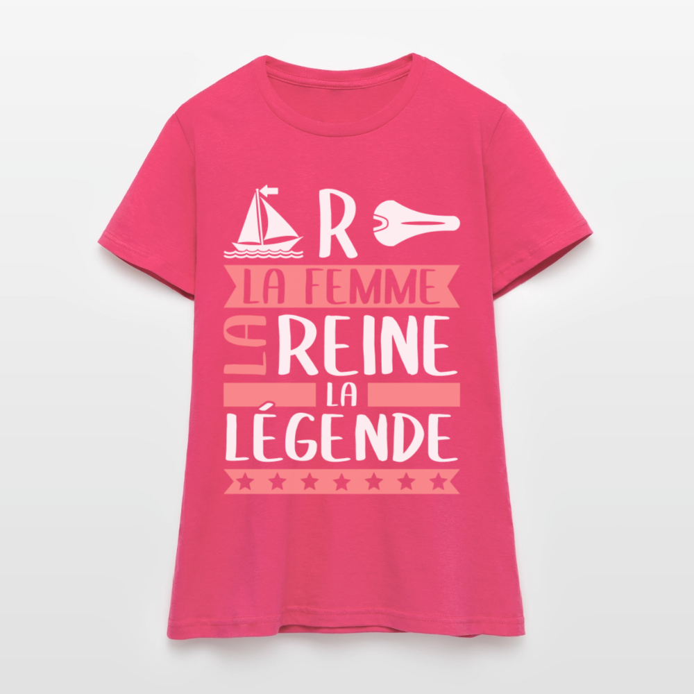T-shirt femme Marcelle rébus – La femme, la reine, la légende - rose azalée