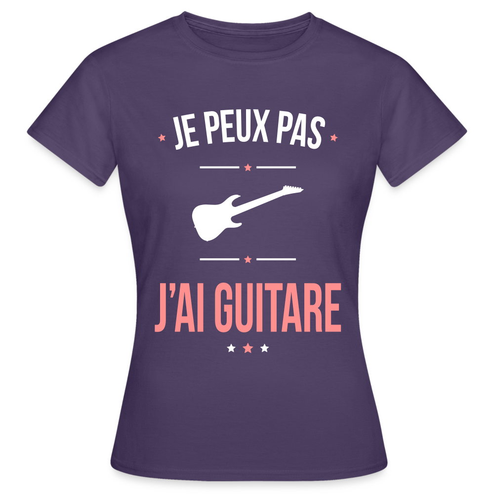 T-shirt Femme - Je peux pas j'ai Guitare - violet foncé