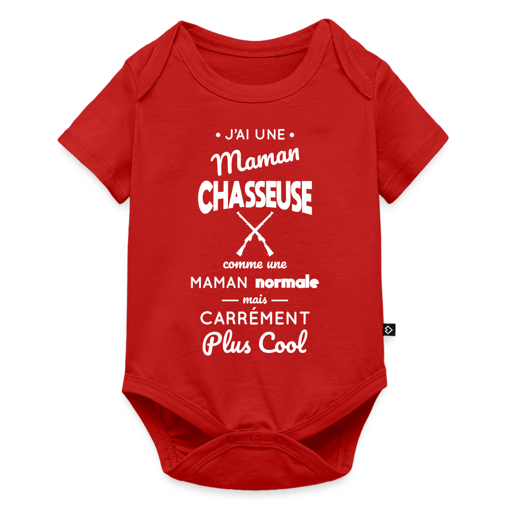 Body Bébé bio manches courtes - J'ai une maman chasseuse - rouge