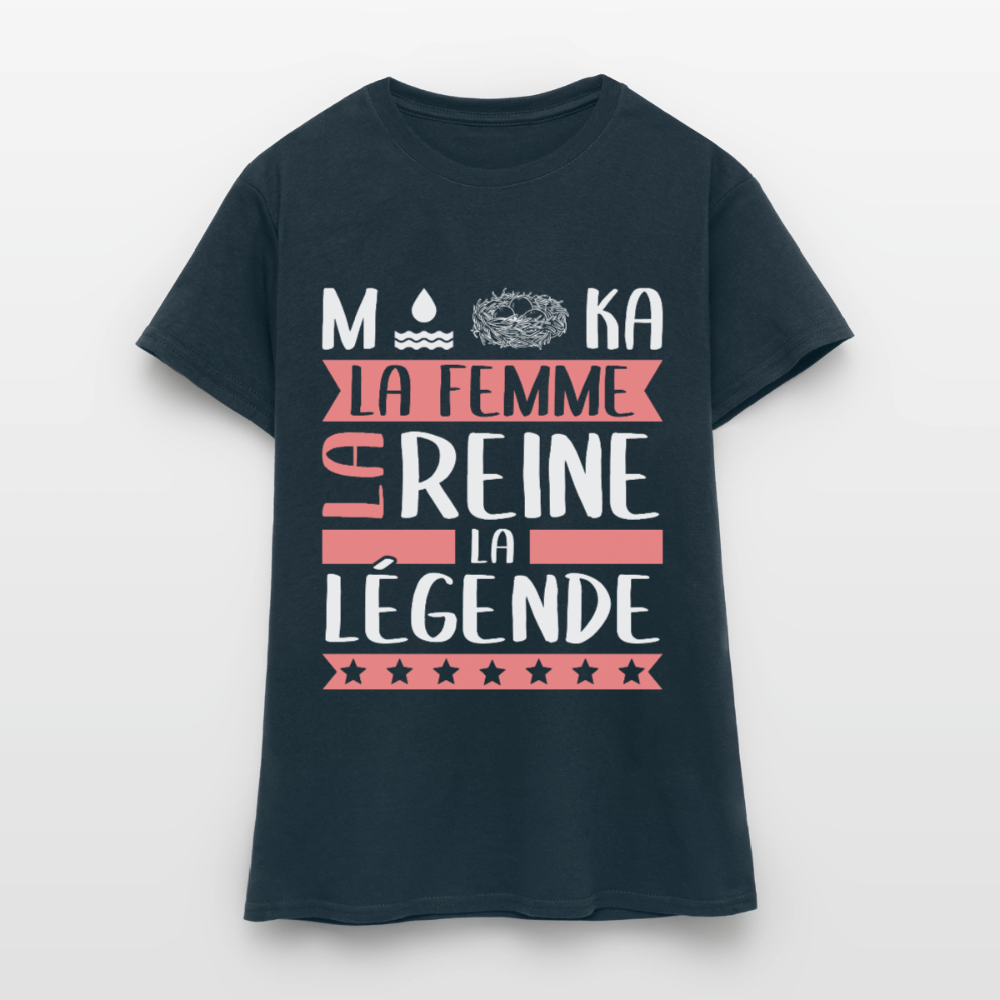 T-shirt femme Monica rébus – La femme, la reine, la légende - marine