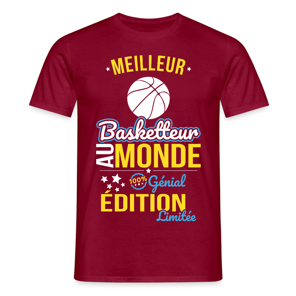 T-shirt Homme - Meilleur Basketteur au monde - 100% génial - rouge brique