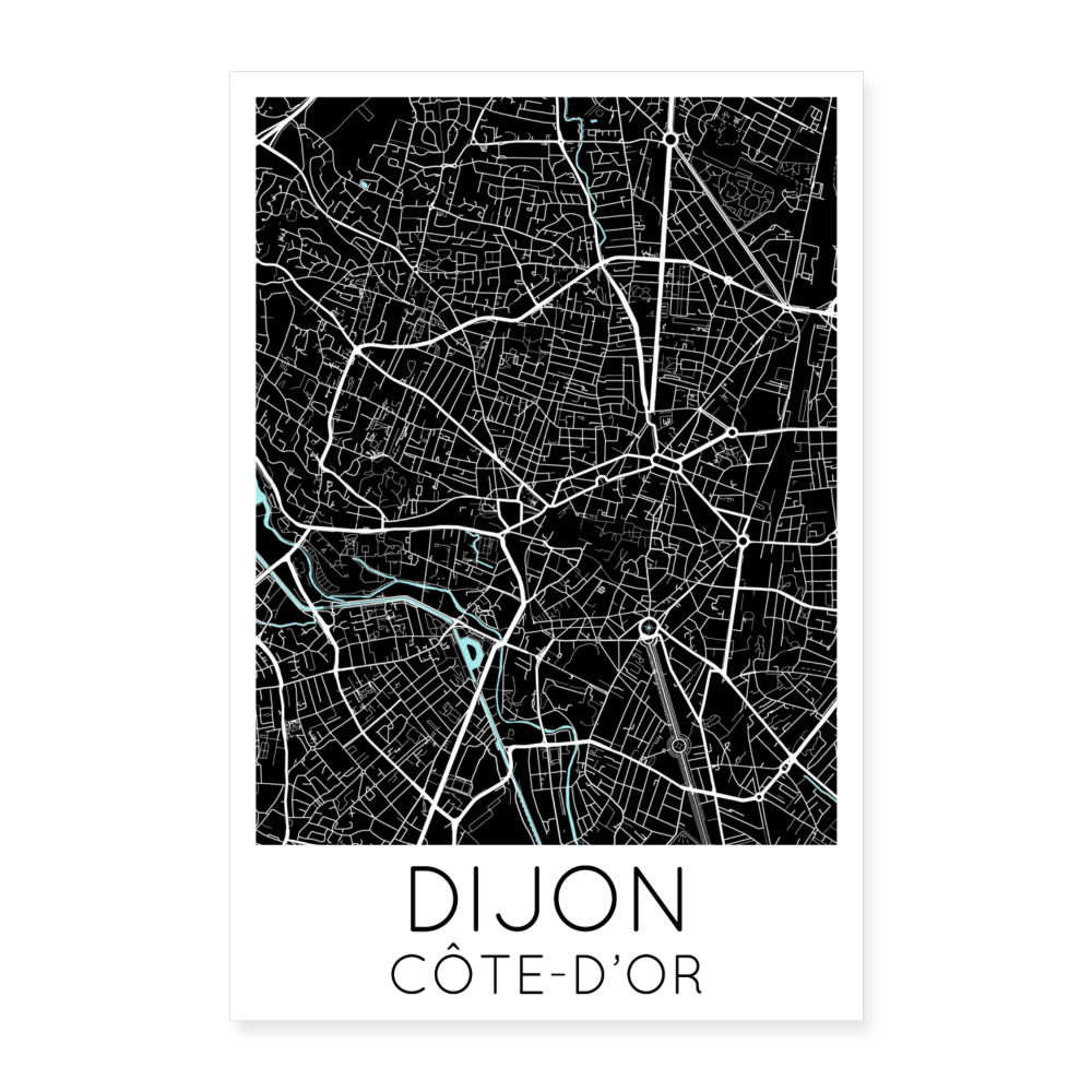 Poster Dijon - Plan Dijon - 60 x 90 cm - blanc