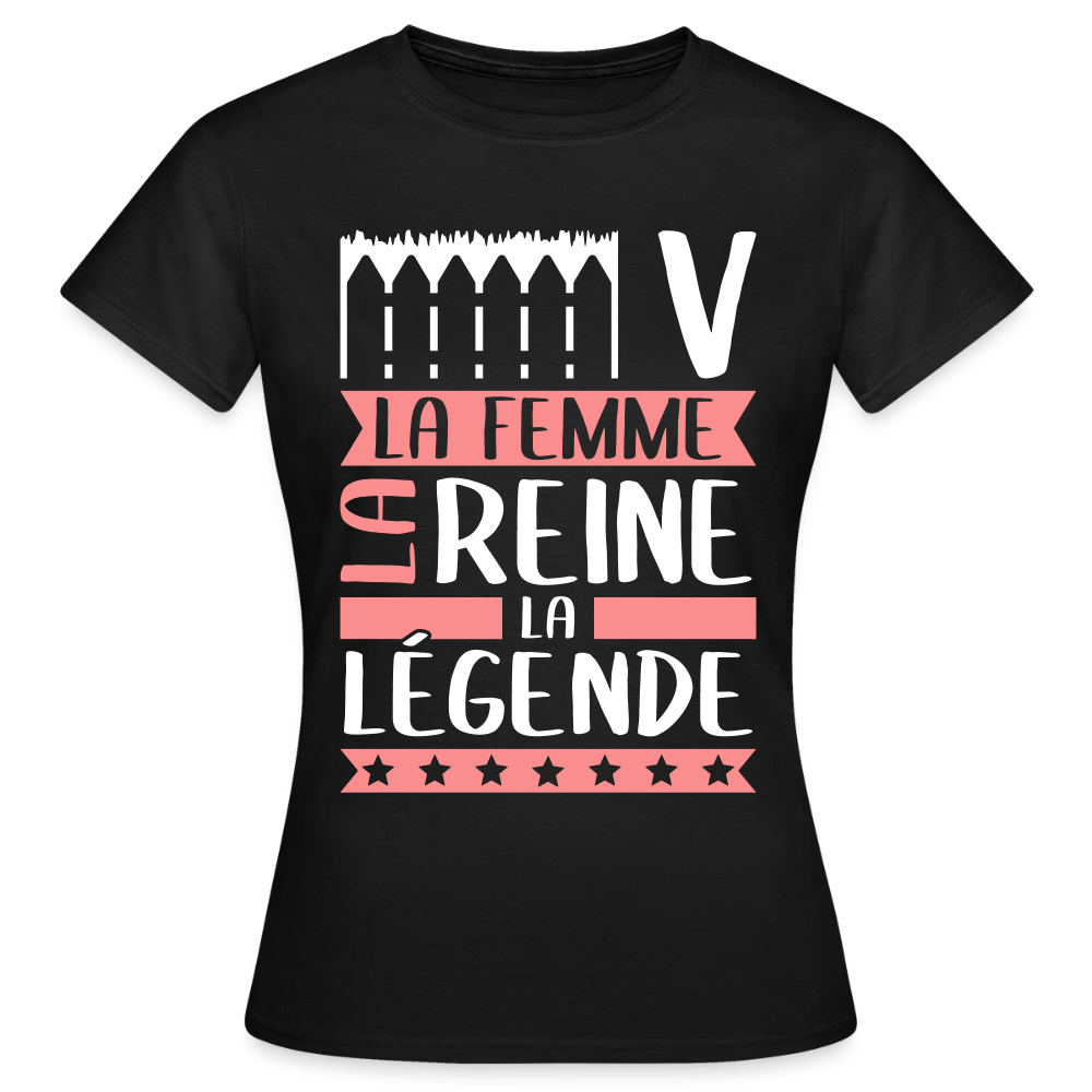 T-shirt femme Eve rébus – La femme, la reine, la légende - noir