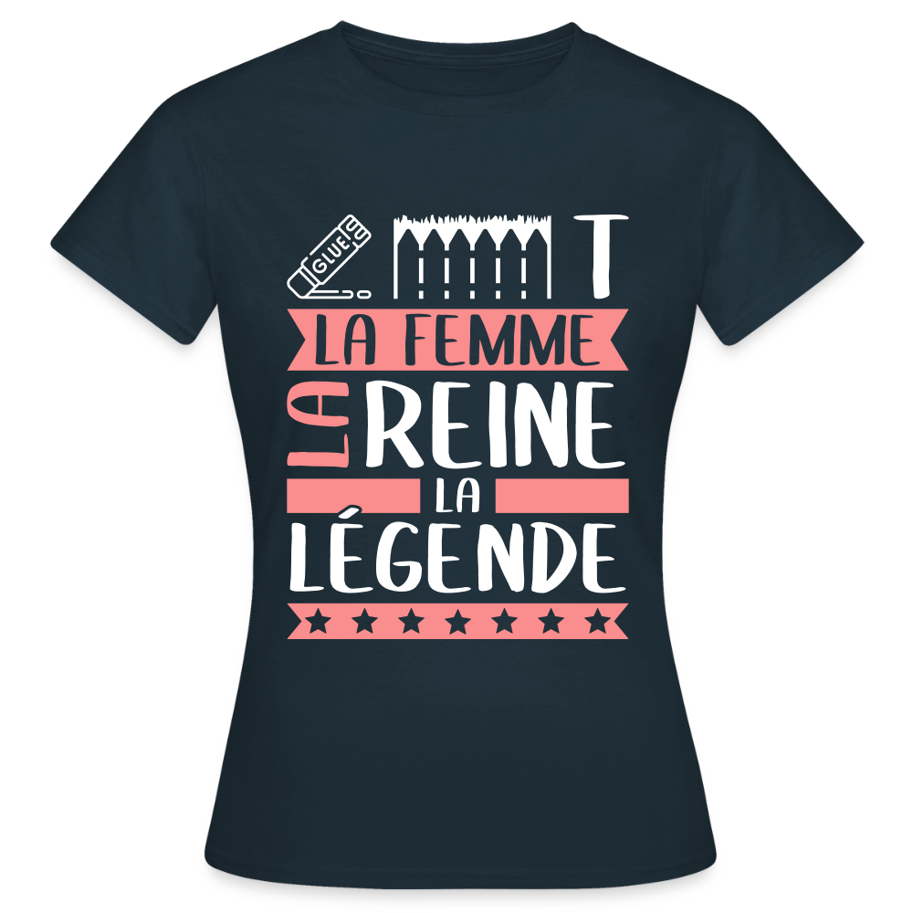 T-shirt femme Colette rébus – La femme, la reine, la légende - marine