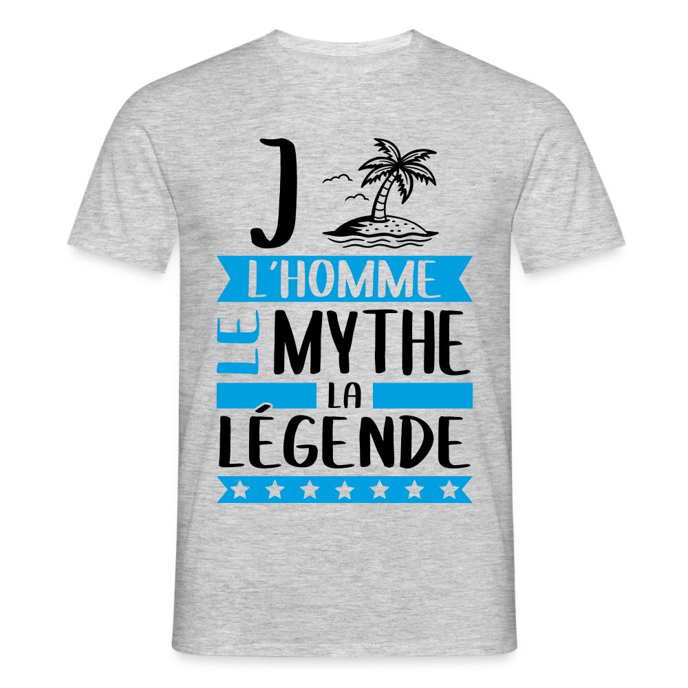 T-shirt homme coloris clair Gilles en rébus – L’homme, le mythe, la légende - gris chiné