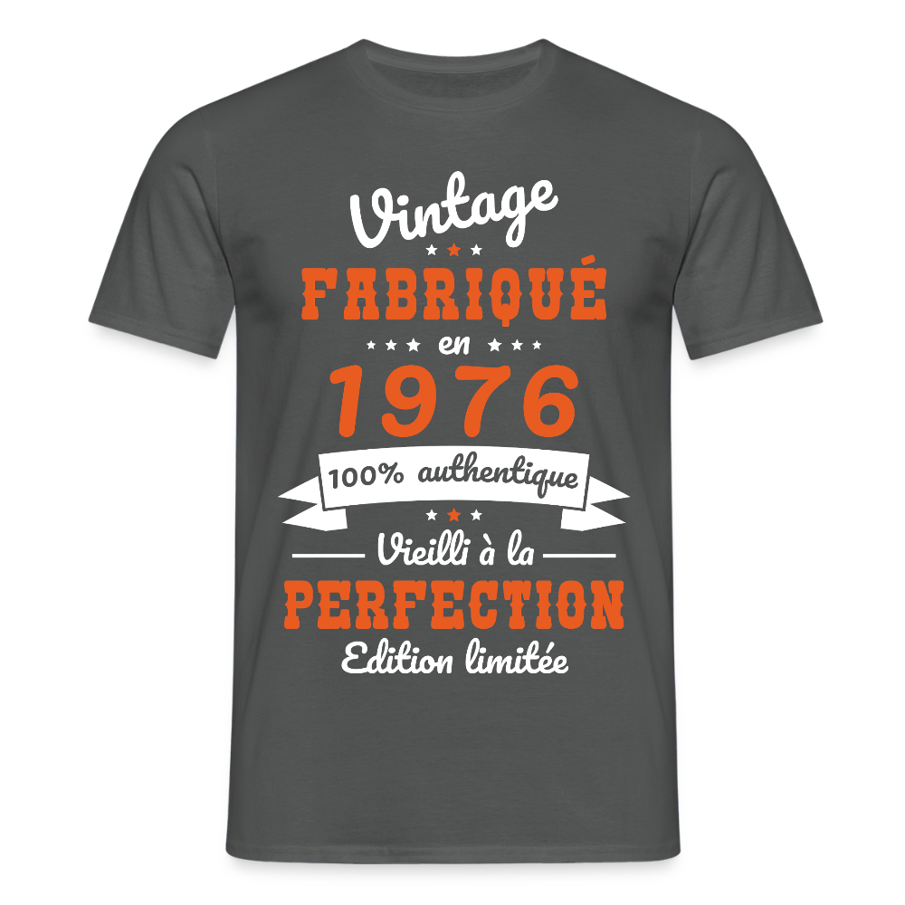 T-shirt anniversaire homme 50 ans – Vintage 1976 - charbon
