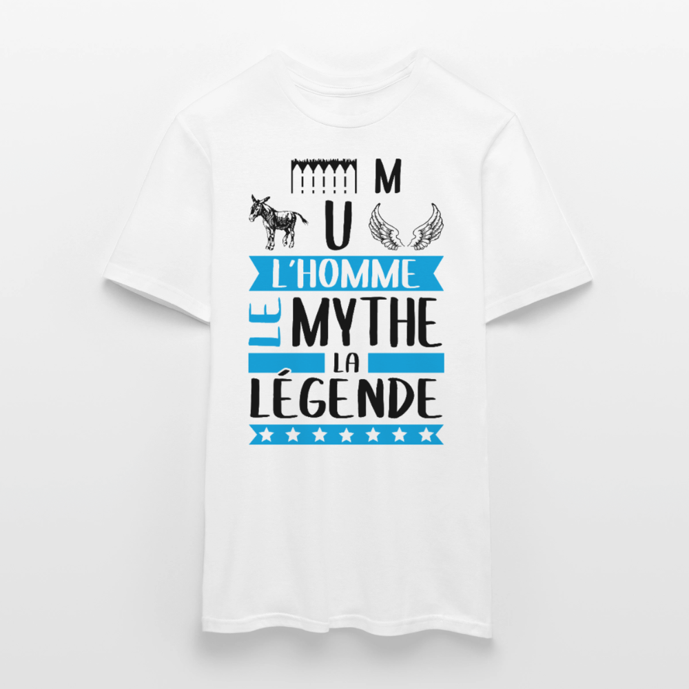 T-shirt homme coloris clair Emmanuel rébus – L’homme, le mythe, la légende - blanc