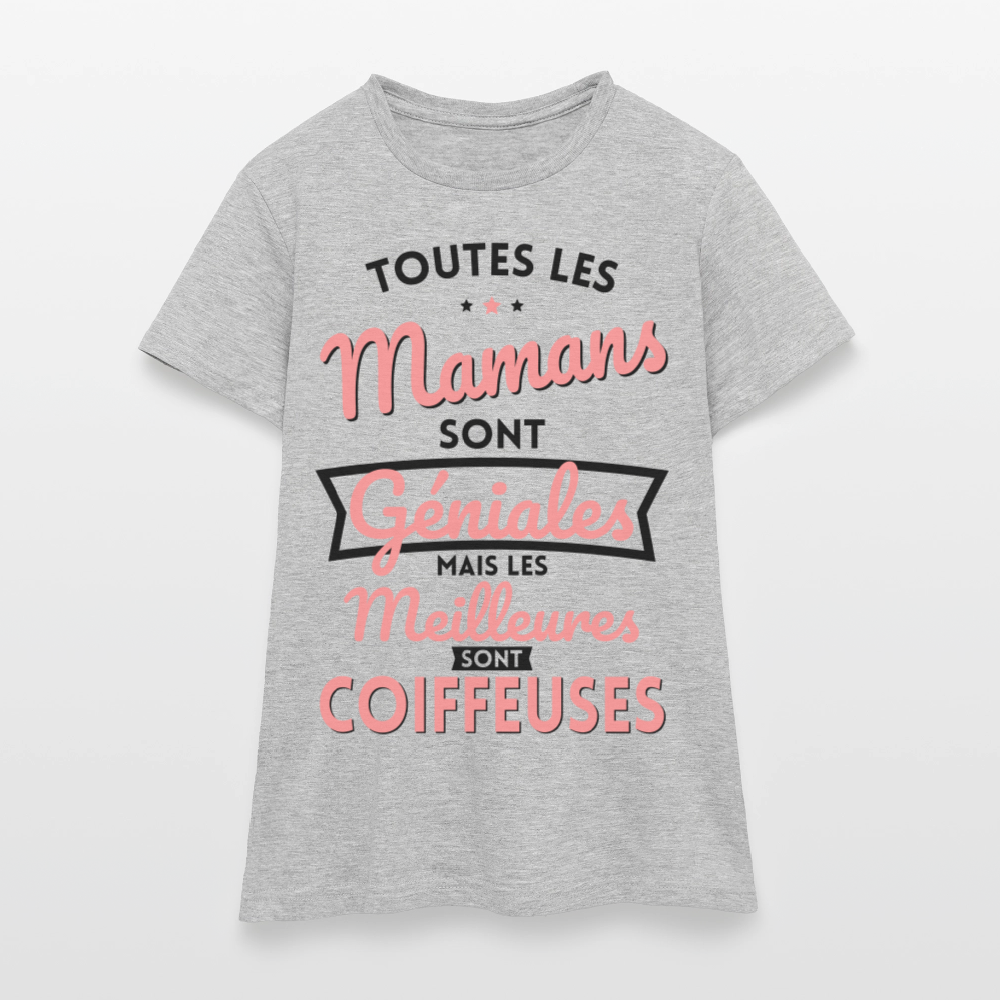 T-shirt Femme - Mamans géniales - Les meilleures sont coiffeuses - gris chiné