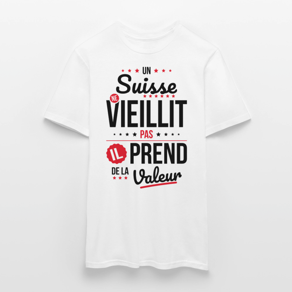 T-shirt Homme - Un Suisse ne vieillit pas - blanc