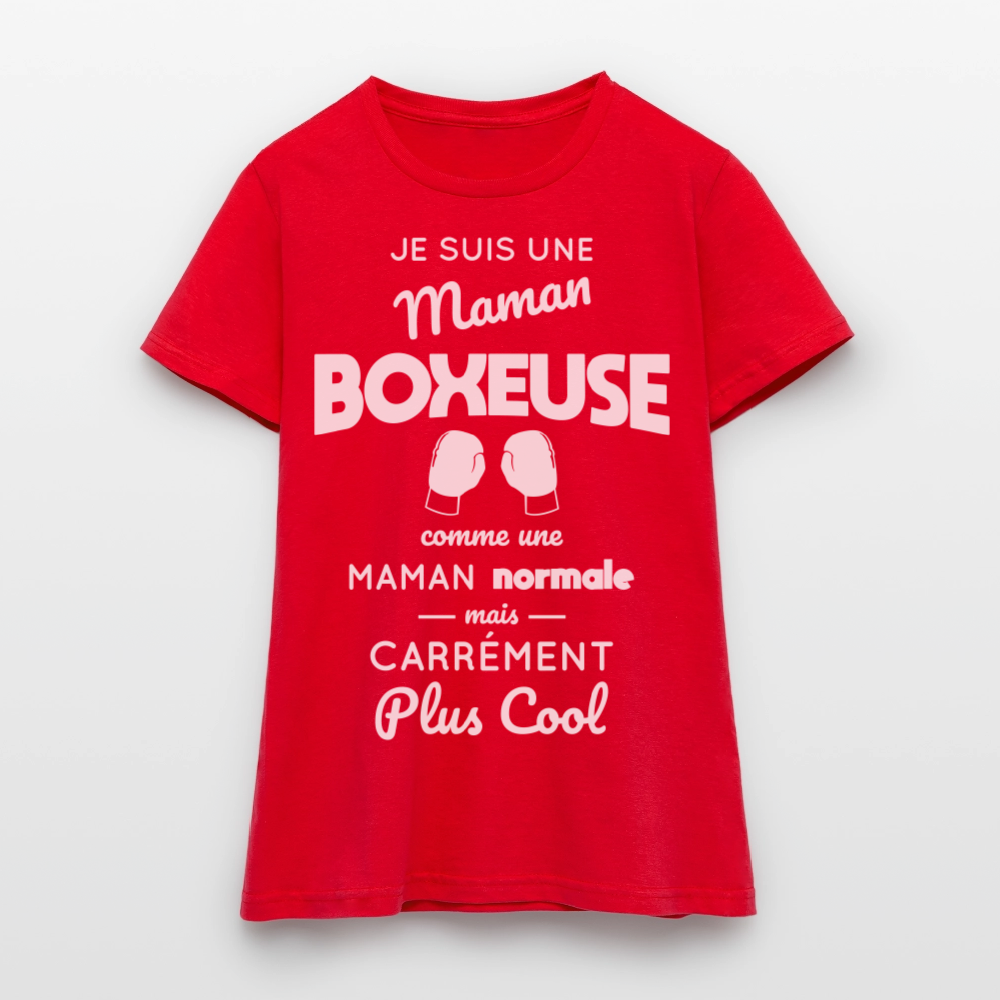 T-shirt Femme - Maman boxeuse plus cool - rouge