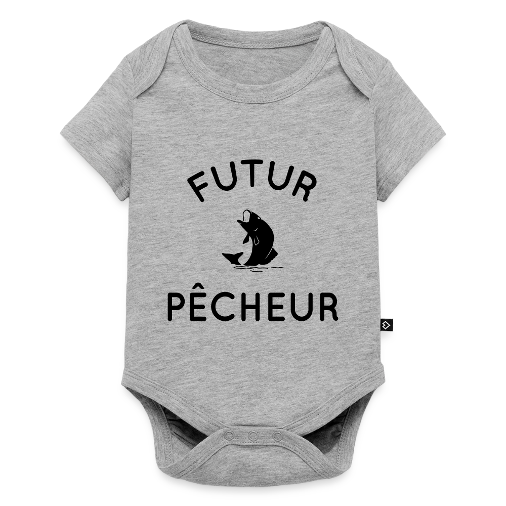 Body Bébé bio manches courtes - Futur pêcheur - gris chiné