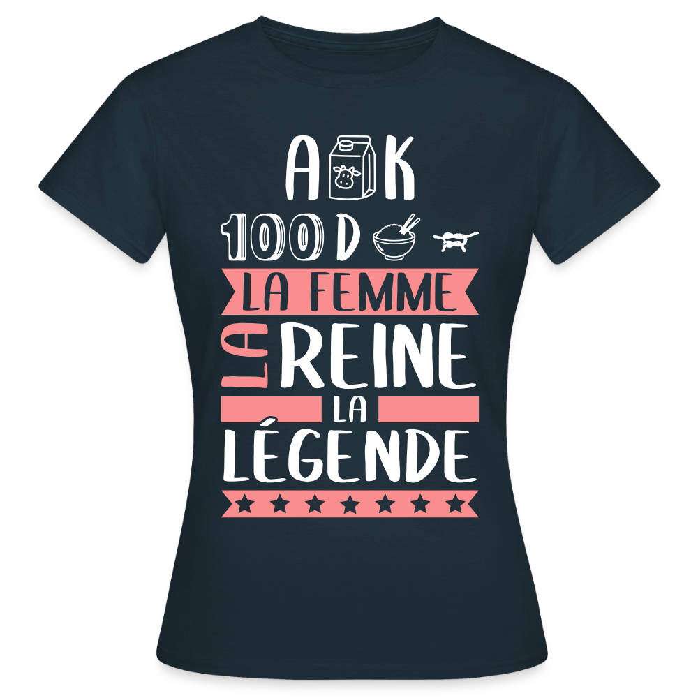 T-shirt femme Alexandra rébus – La femme, la reine, la légende - marine