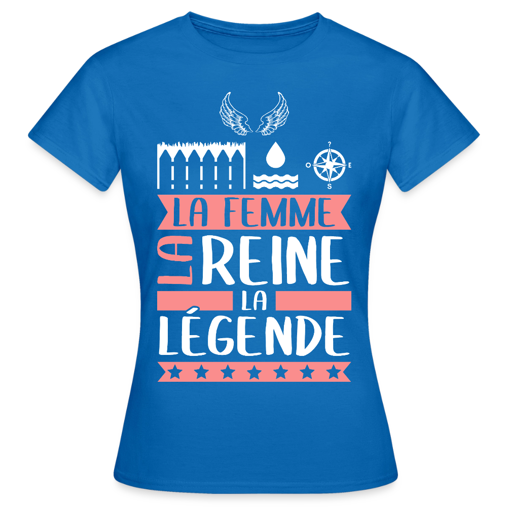 T-shirt femme Eléonore rébus – La femme, la reine, la légende - bleu royal