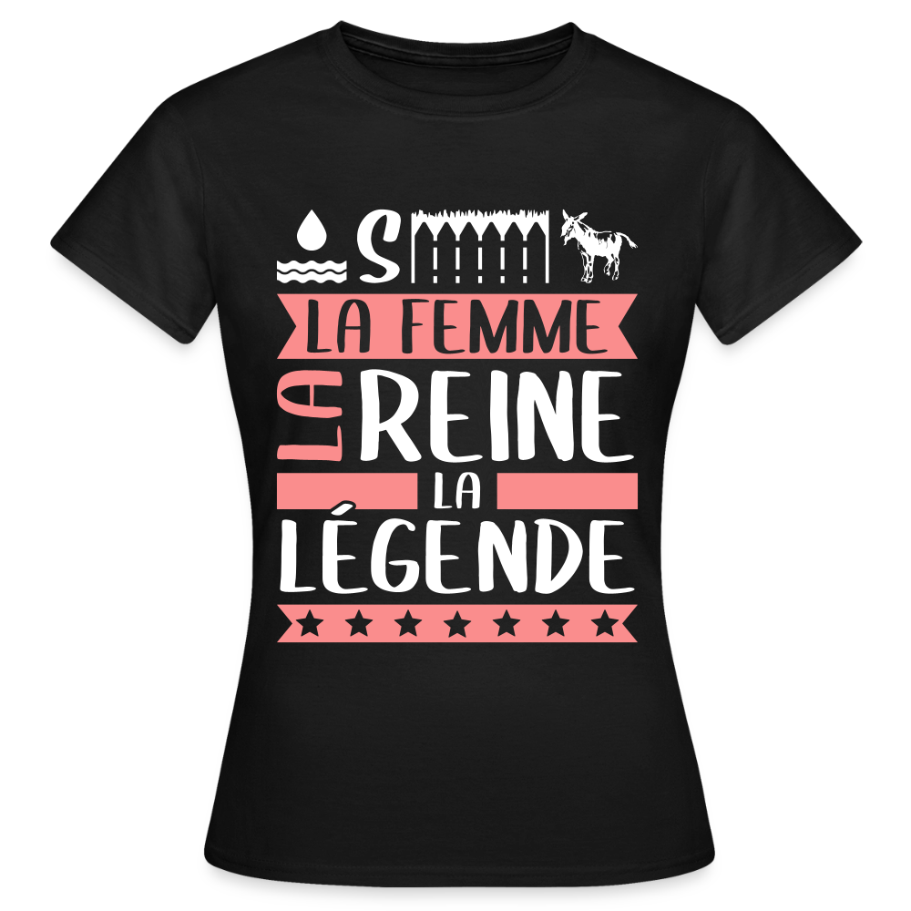 T-shirt femme Océane rébus – La femme, la reine, la légende - noir