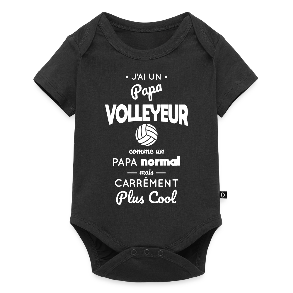 Body Bébé bio manches courtes - J'ai un papa volleyeur - noir