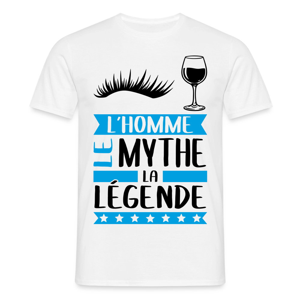 T-shirt homme coloris clair Sylvain en rébus – L’homme, le mythe, la légende - blanc