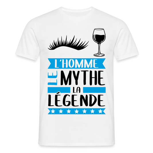 T-shirt homme coloris clair Sylvain en rébus – L’homme, le mythe, la légende - blanc
