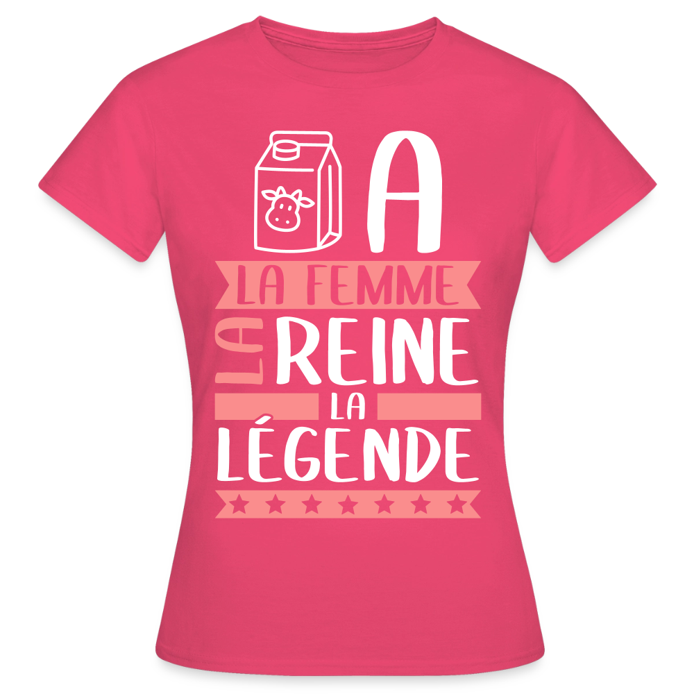 T-shirt femme Léa rébus – La femme, la reine, la légende - rose azalée