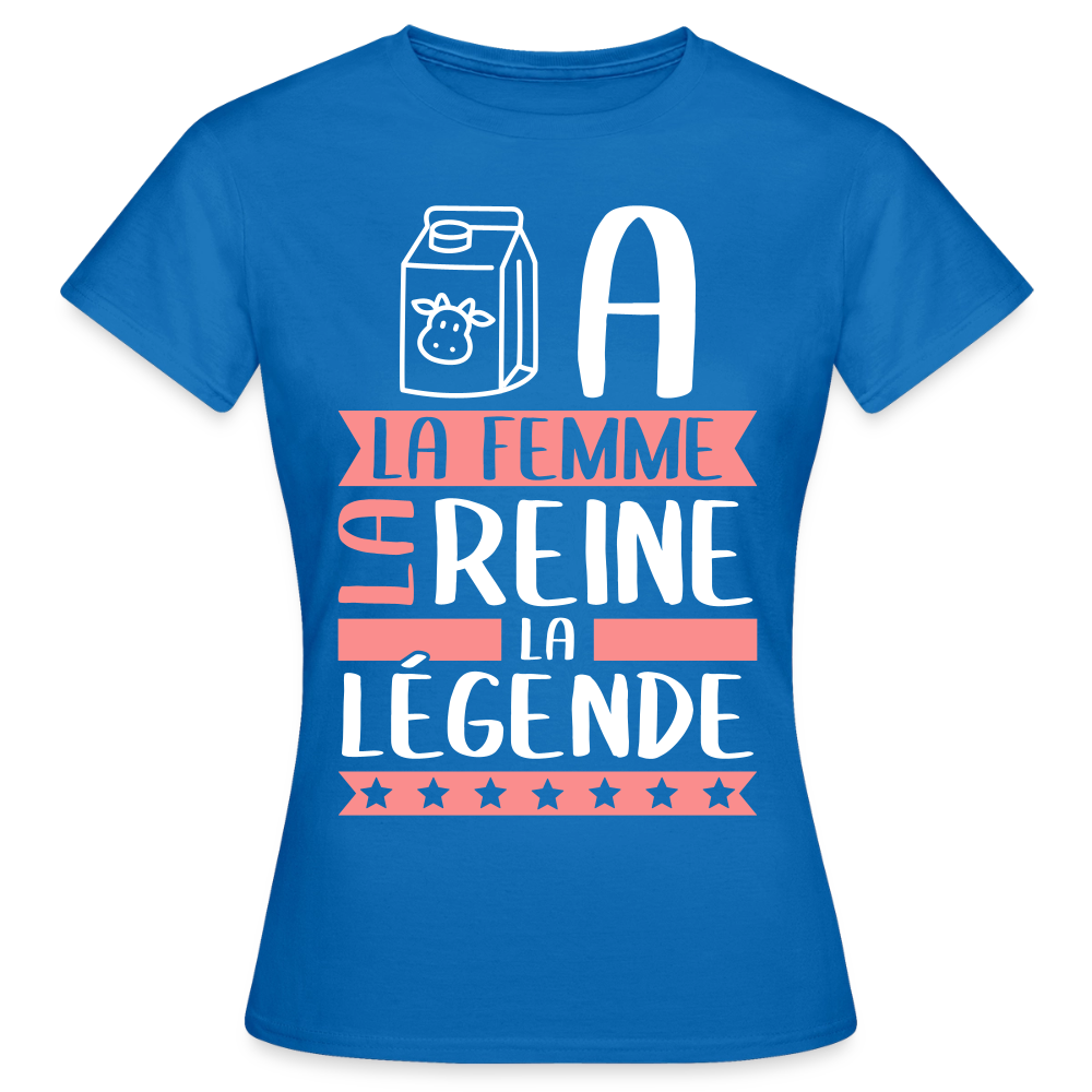 T-shirt femme Léa rébus – La femme, la reine, la légende - bleu royal