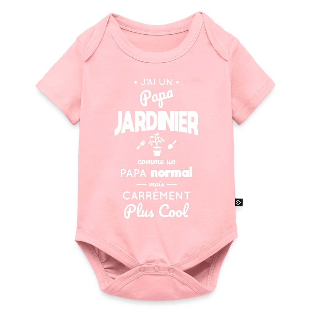 Body Bébé bio manches courtes - J'ai un papa jardinier - rose