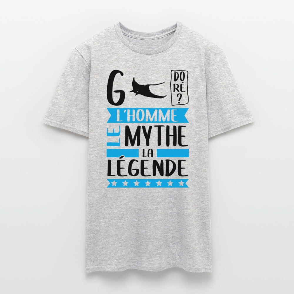 T-shirt homme coloris clair Jérémy en rébus – L’homme, le mythe, la légende - gris chiné