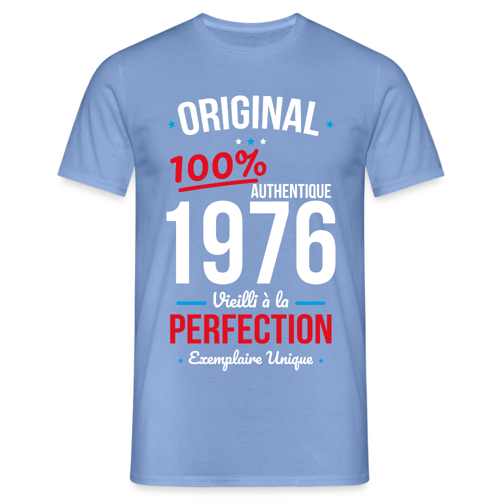 T-shirt anniversaire 50 ans Homme – Original 1976 Authentique - carolina blue