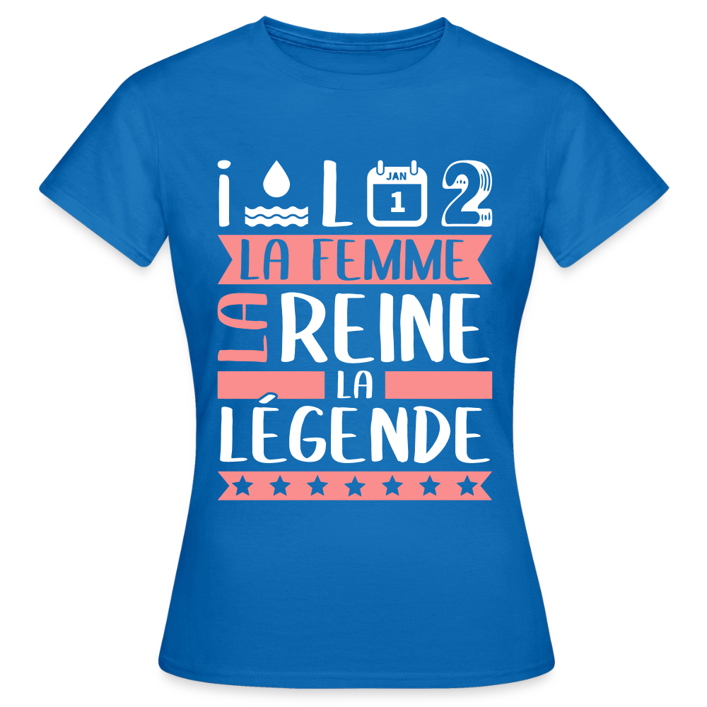 T-shirt femme Yolande rébus – La femme, la reine, la légende - bleu royal