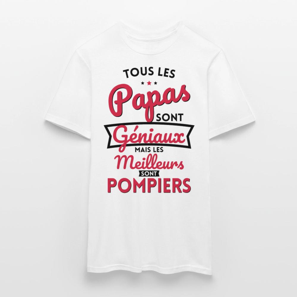 T-shirt Homme - Papas géniaux - Les meilleurs sont pompiers - blanc