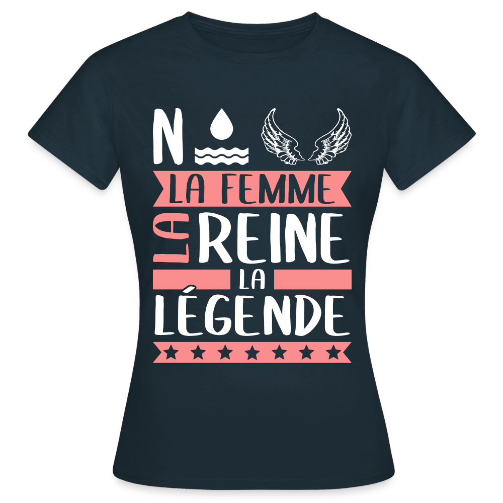 T-shirt femme Noëlle rébus – La femme, la reine, la légende - marine
