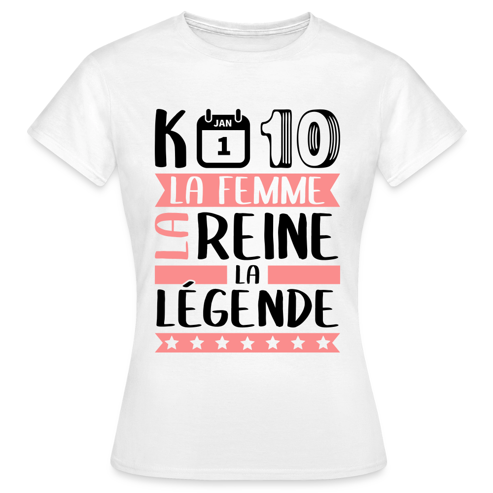 T-shirt femme coloris clair Candice rébus – La femme, la reine, la légende - blanc