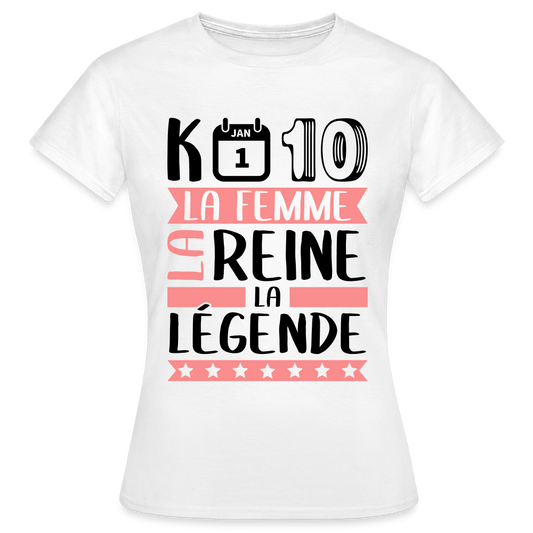 T-shirt femme coloris clair Candice rébus – La femme, la reine, la légende - blanc