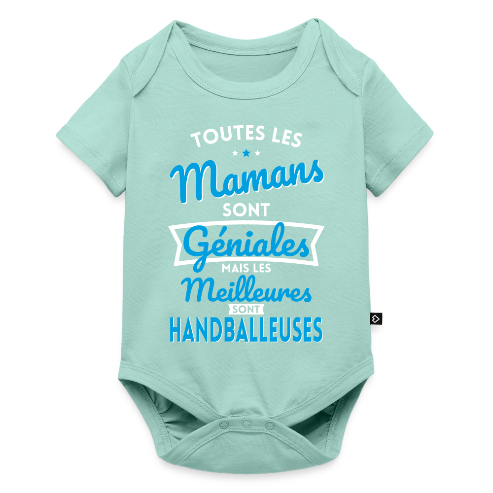Body Bébé bio manches courtes - Mamans  géniales - Les meilleures sont handballeuses - menthe 