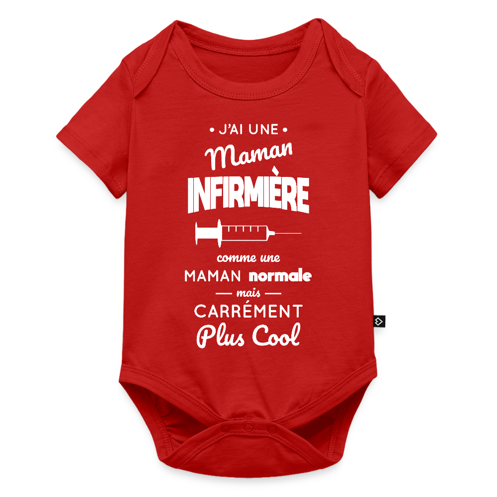 Body Bébé bio manches courtes - J'ai une maman infirmière - rouge