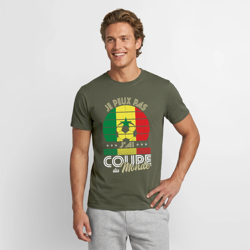 T-shirt Homme - Je peux pas j'ai Coupe du Monde - Sénégal - vert militaire