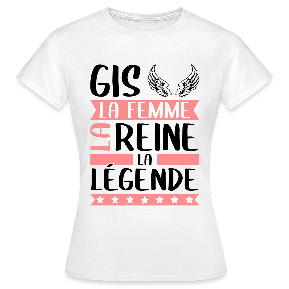 T-shirt femme coloris clair Gisèle rébus – La femme, la reine, la légende - blanc