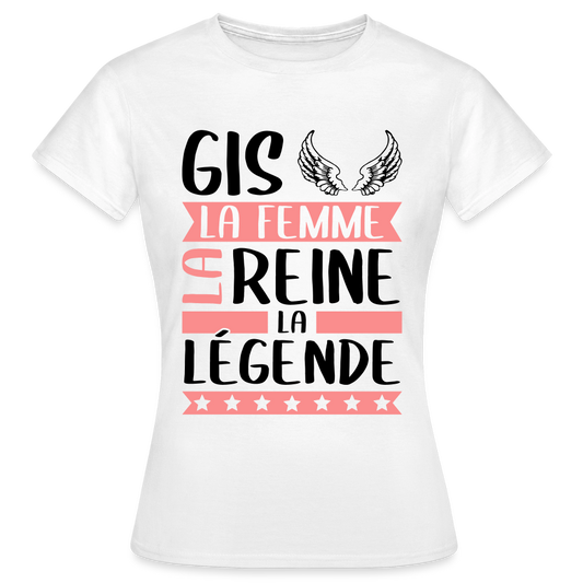 T-shirt femme coloris clair Gisèle rébus – La femme, la reine, la légende - blanc